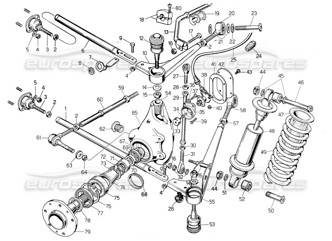 lamborghini countach lp400 suspensión delantera diagrama de piezas