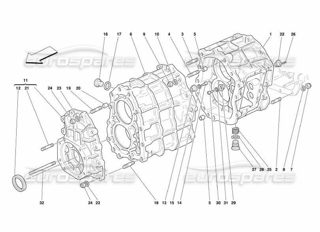 ferrari 550 barchetta diagrama de piezas de la caja de cambios