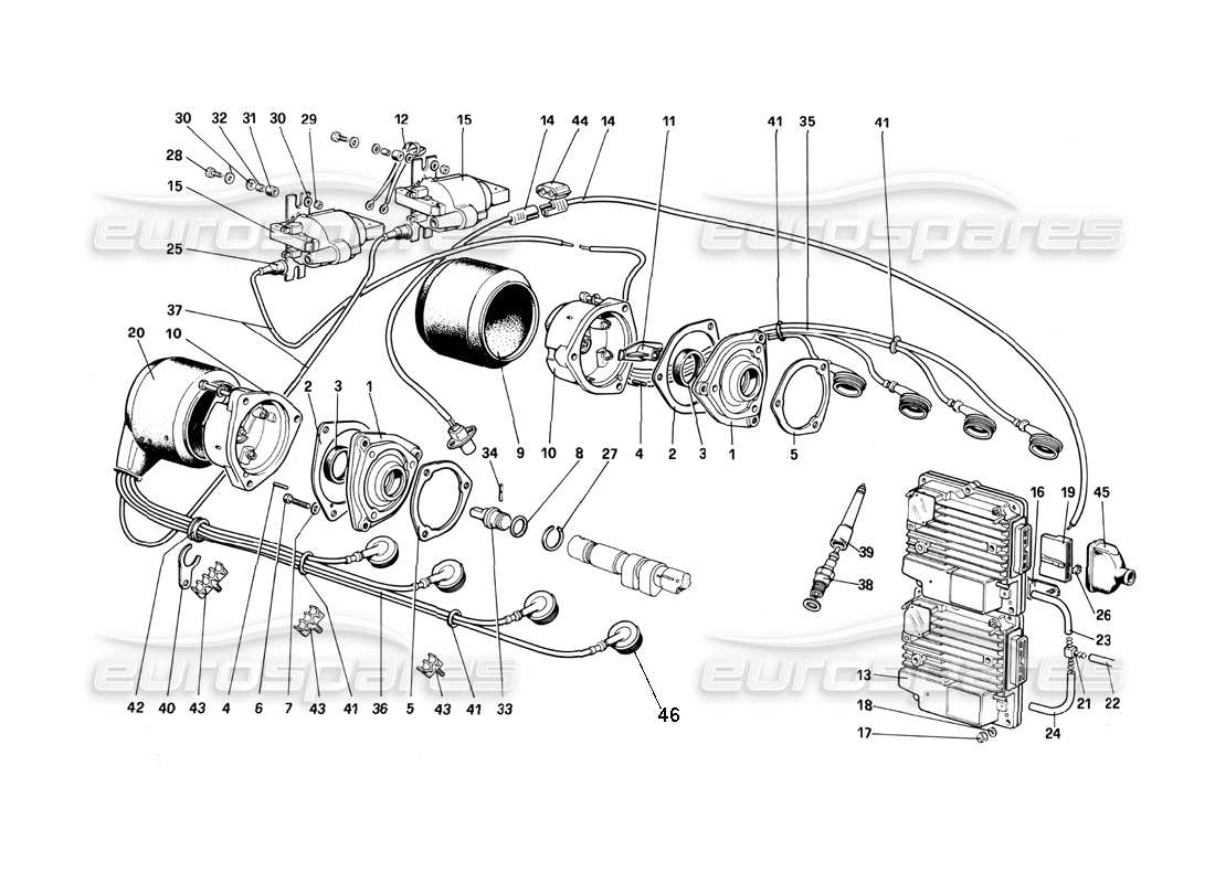 ferrari mondial 3.0 qv (1984) encendido del motor - (quattrovalvole) diagrama de piezas