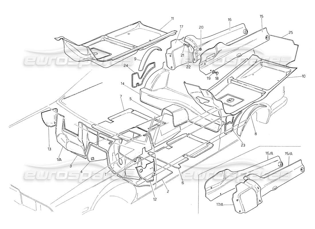 maserati biturbo spider diagrama de piezas de alfombras y fieltros