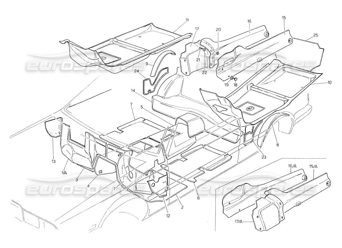 maserati biturbo spider alfombras y fieltros diagrama de piezas