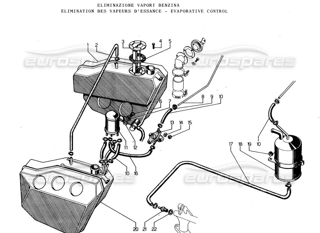 lamborghini espada control evaporativo diagrama de piezas