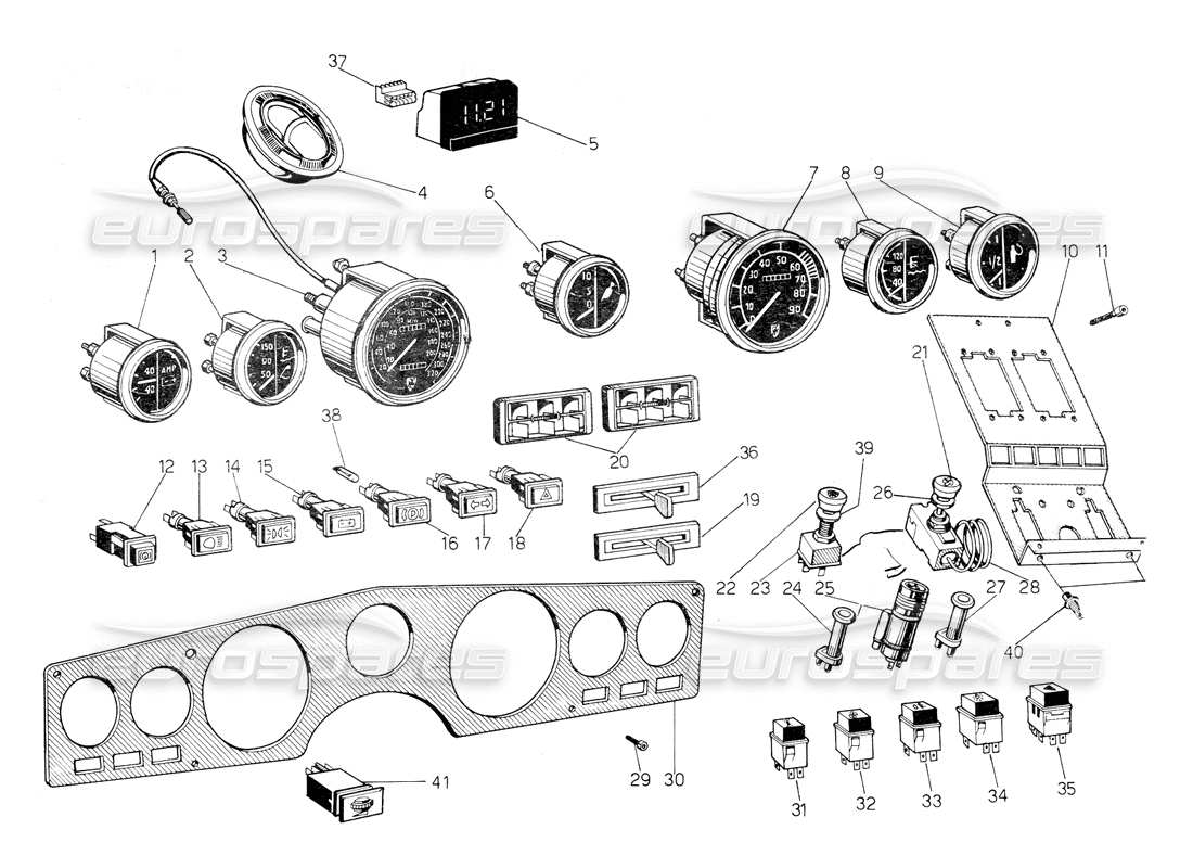 lamborghini countach 5000 s (1984) instruments diagrama de piezas
