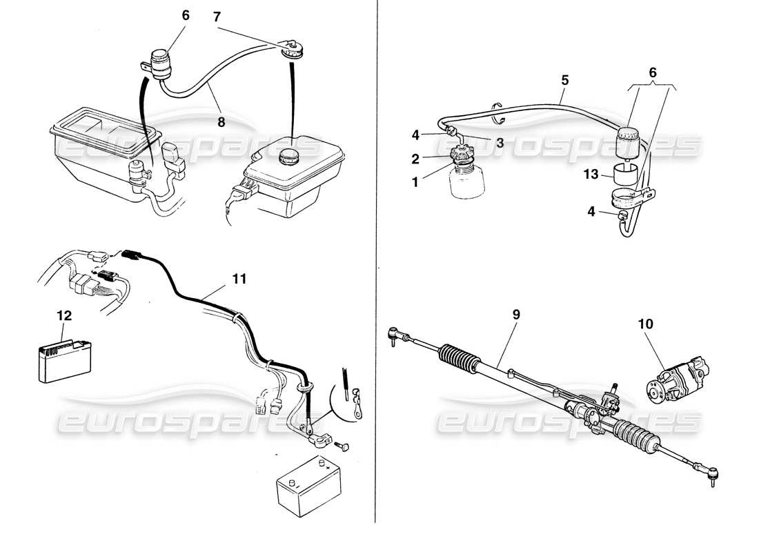 ferrari 355 challenge (1999) diagrama de piezas de abs y dirección asistida