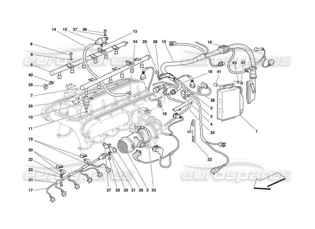 ferrari 550 barchetta diagrama de piezas del dispositivo de inyección