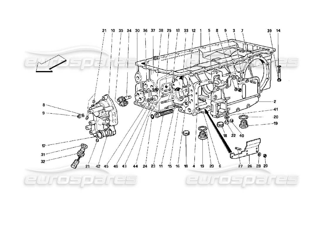 ferrari 512 tr diagrama de piezas de la caja de cambios