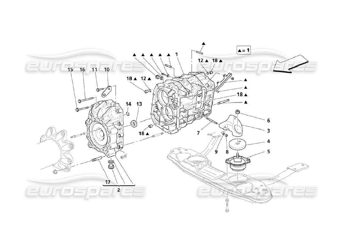 maserati qtp. (2006) 4.2 diagrama de piezas de la carcasa de engranajes