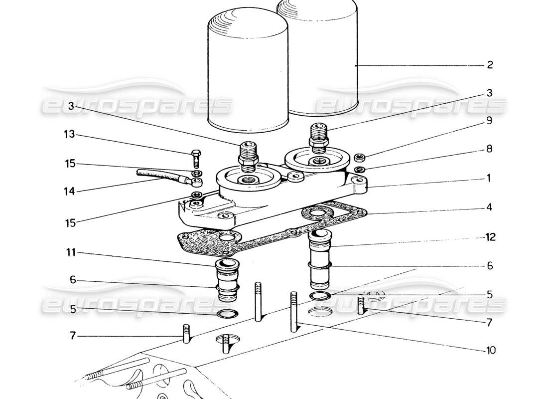 ferrari 365 gt4 2+2 (1973) diagrama de piezas de filetes de aceite