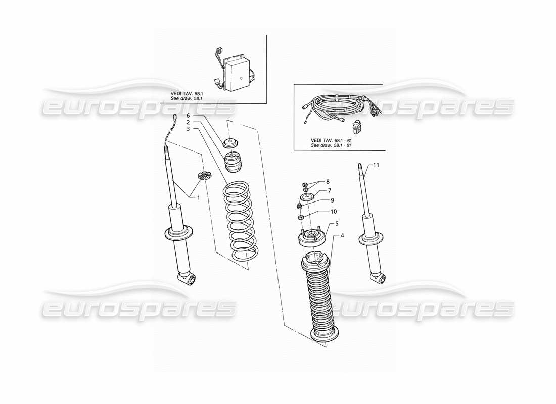 maserati qtp v8 (1998) amortiguador trasero diagrama de piezas