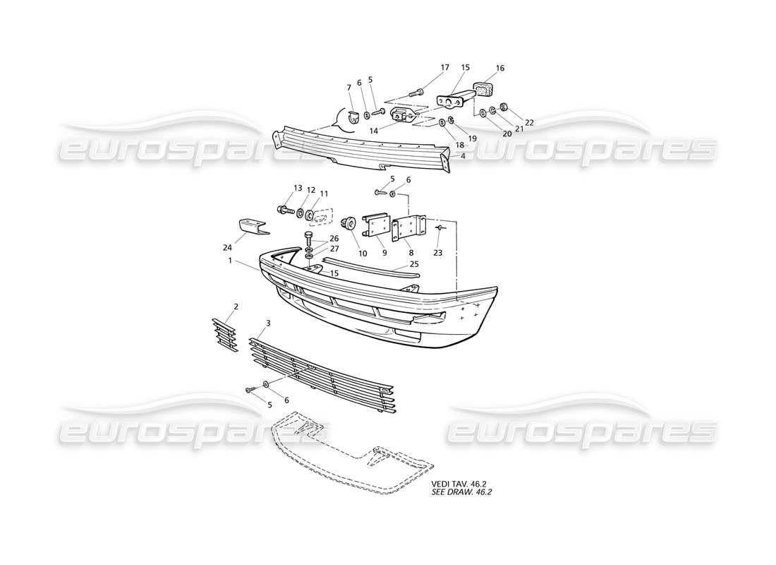 maserati qtp v8 evoluzione parachoques delantero diagrama de piezas