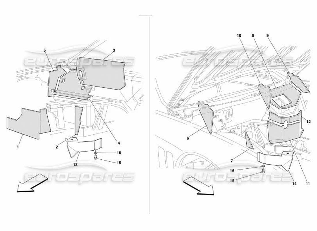 ferrari 550 barchetta aislamientos a prueba de fuego del compartimiento del motor -no para gd- diagrama de piezas