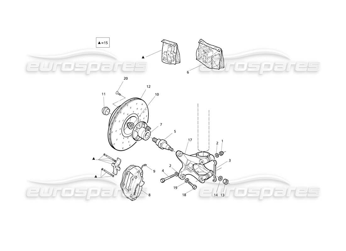 maserati qtp v8 evoluzione diagrama de piezas de bujes y frenos delanteros con abs