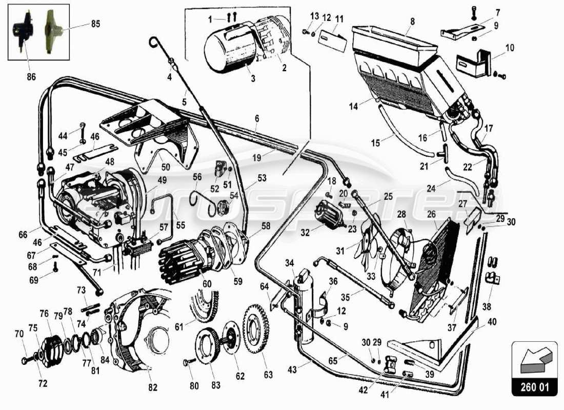lamborghini miura p400 sistema de aire acondicionado diagrama de piezas