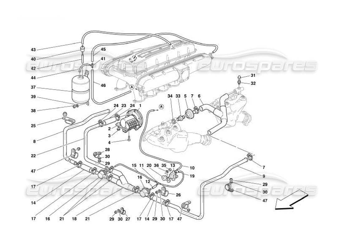 ferrari 550 barchetta diagrama de piezas de la bomba de aire secundario