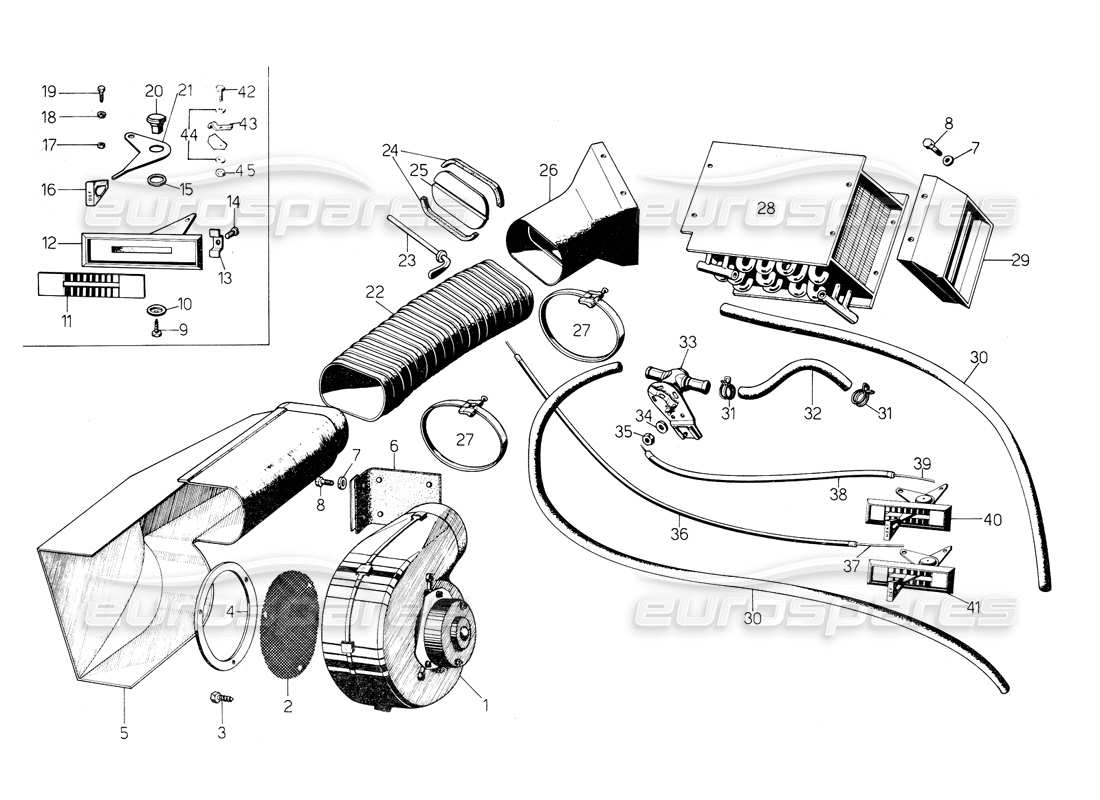 lamborghini countach 5000 qvi (1989) calentador diagrama de piezas