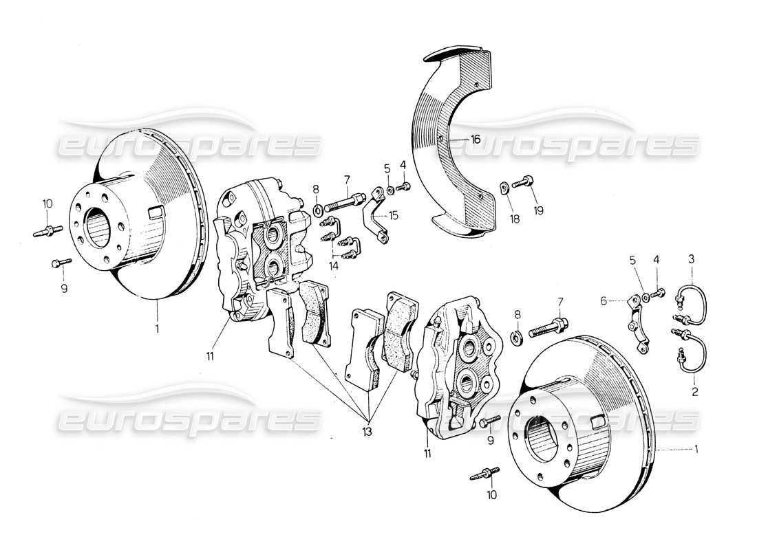 lamborghini countach lp400 frenos delanteros y traseros diagrama de piezas
