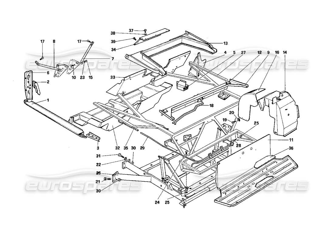 ferrari mondial 3.0 qv (1984) carrocería - elementos internos - diagrama de piezas cabriolet