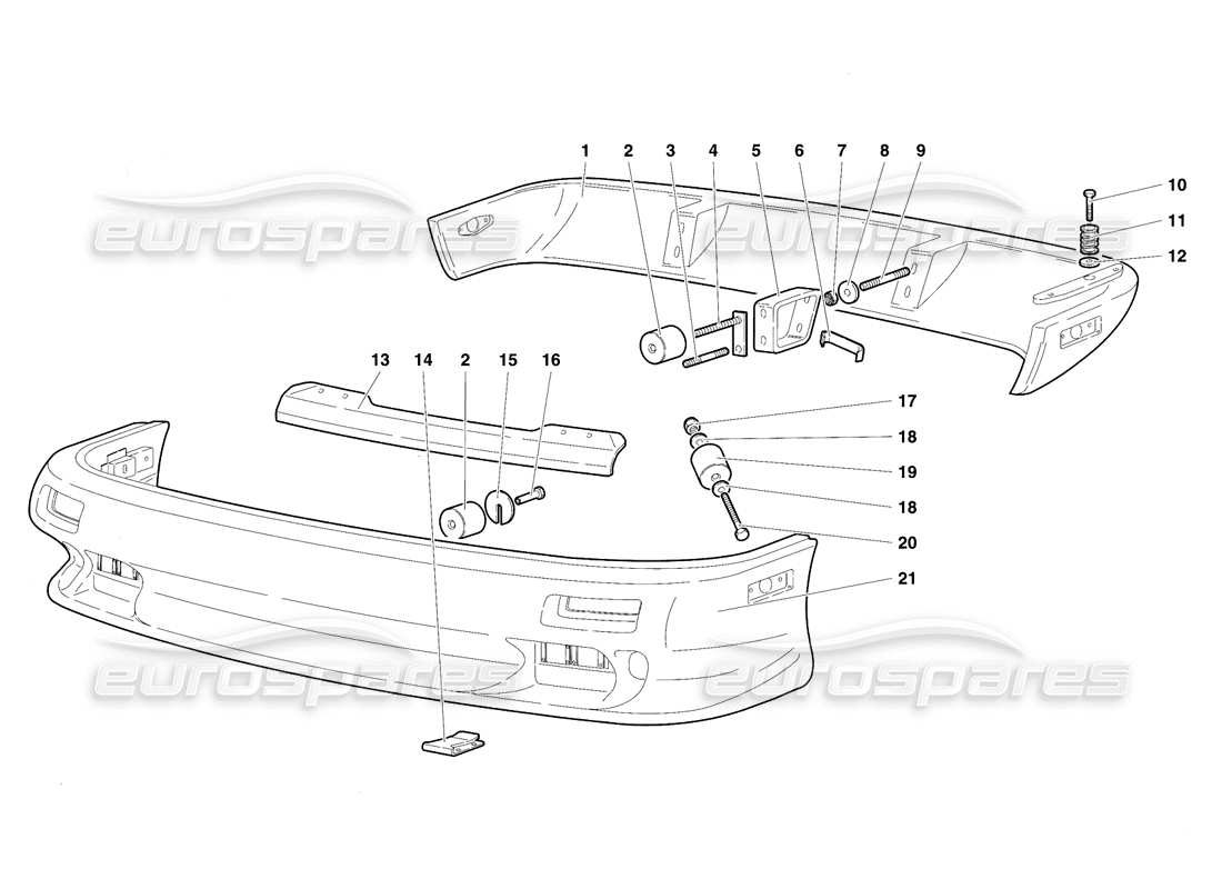 lamborghini diablo vt (1994) parachoques (válido para la versión de arabia saudita: abril 1994) diagrama de piezas