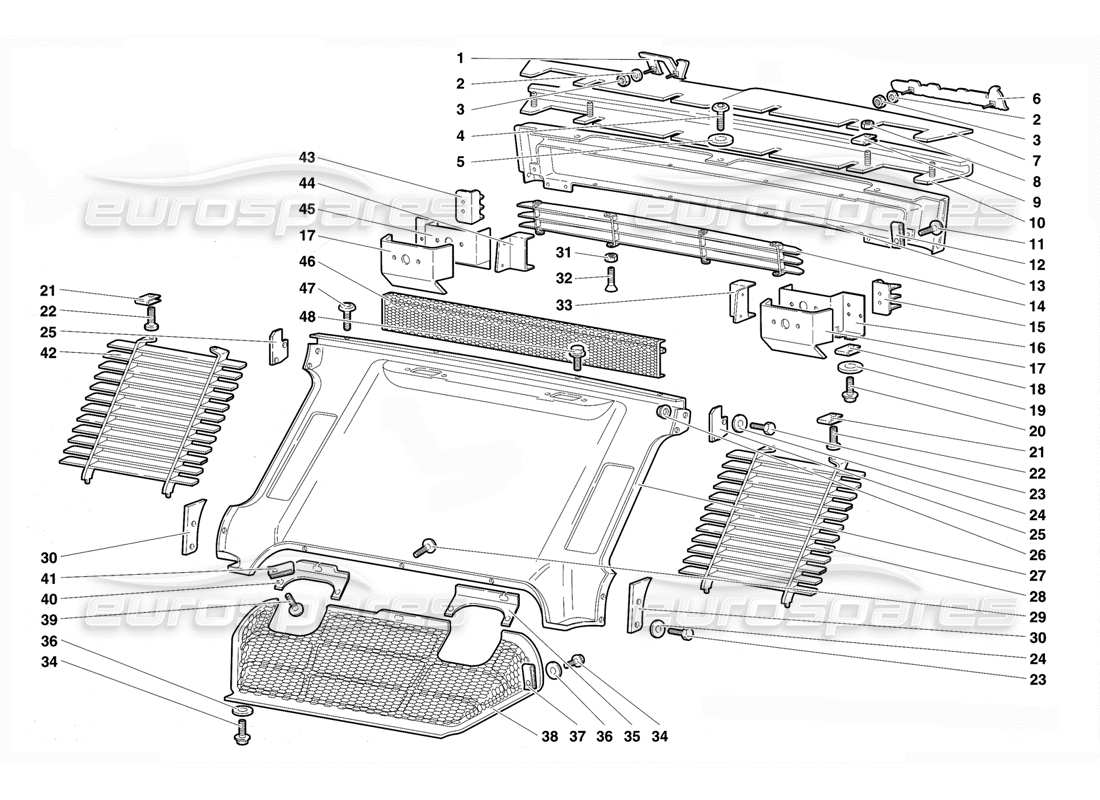 lamborghini diablo vt (1994) elementos de la carrocería trasera diagrama de piezas