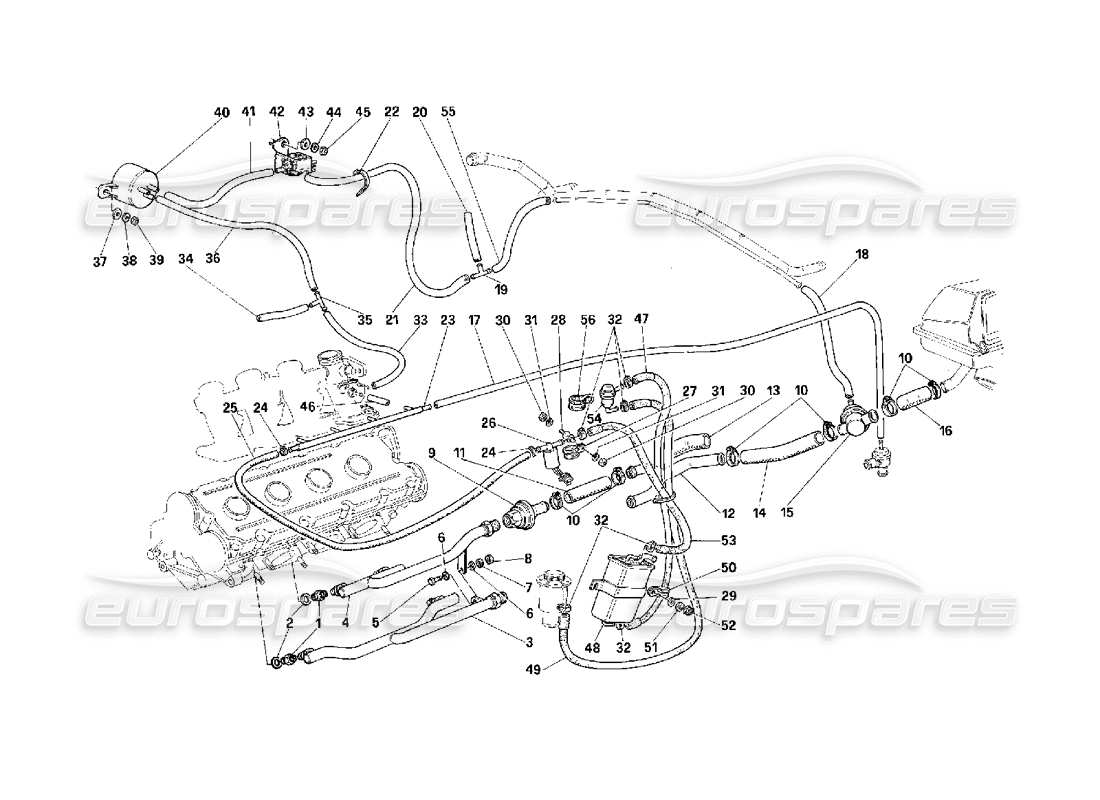 ferrari f40 dispositivo de inyección de aire -válido para usa- diagrama de piezas