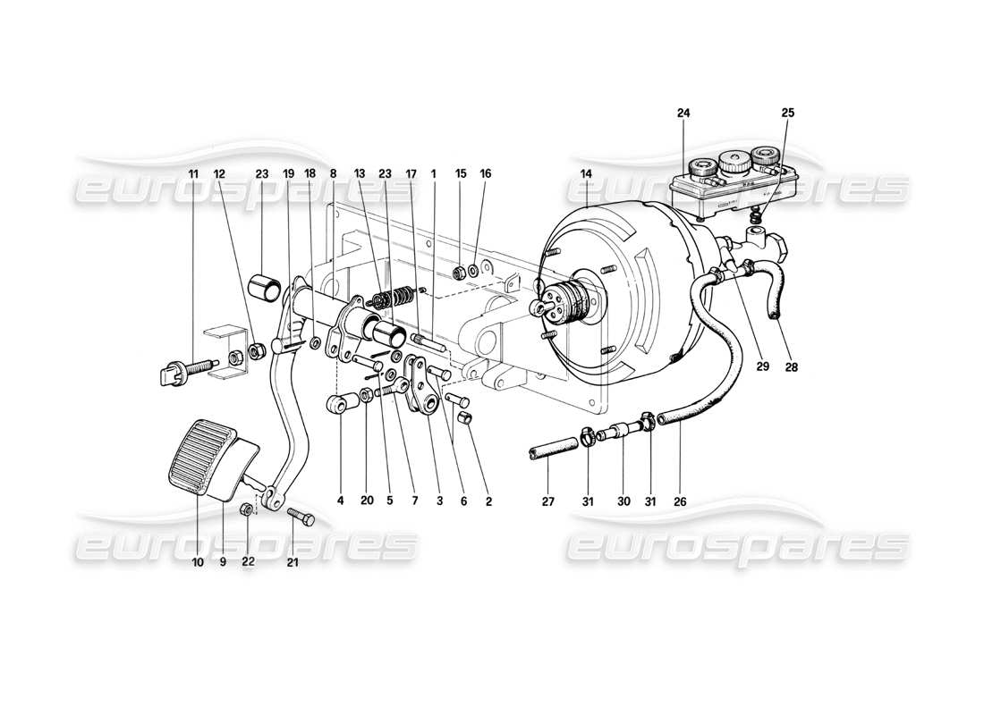 ferrari 400i (1983 mechanical) diagrama de piezas del control hidráulico de frenos (400 gt - válido para versiones con volante a la derecha)