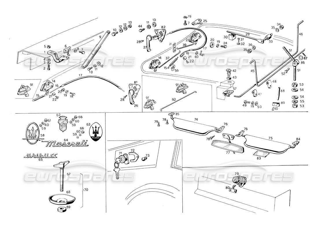 maserati ghibli 4.7 / 4.9 diagrama de piezas de cerraduras