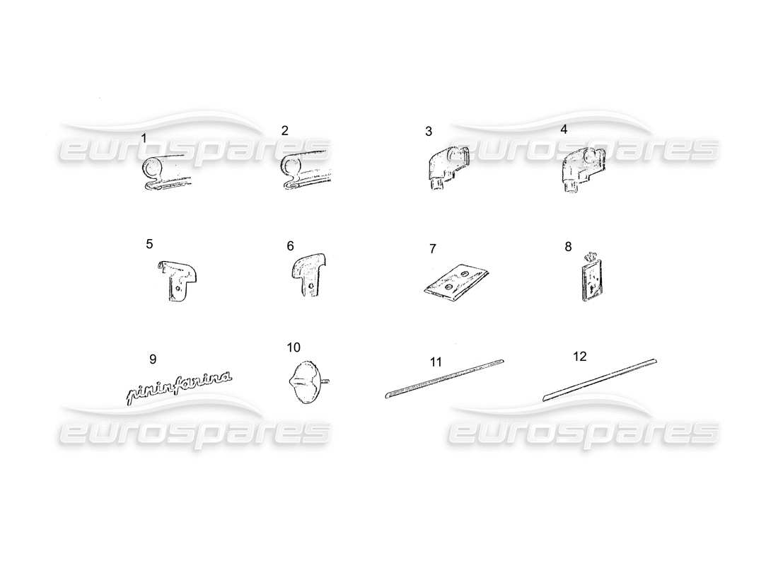 ferrari 250 gt (coachwork) insignias y accesorios diagrama de piezas