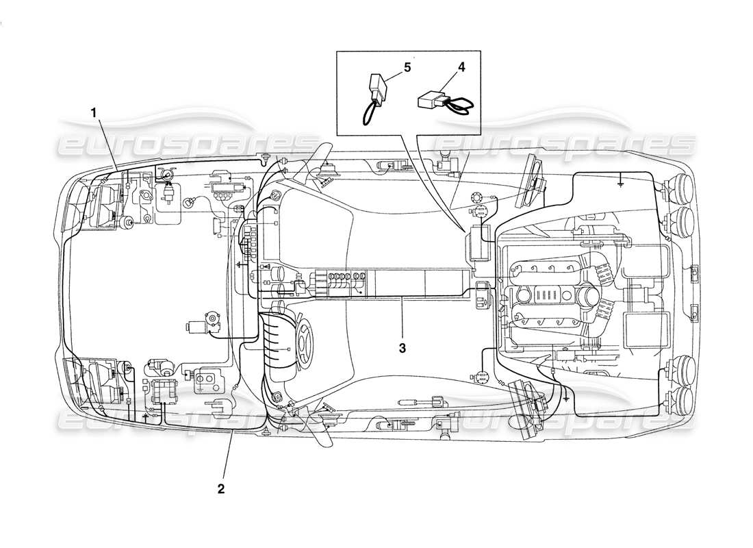 ferrari 355 challenge (1999) diagrama de piezas del sistema eléctrico