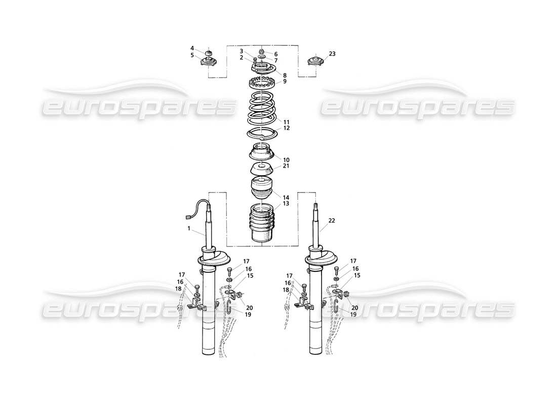 maserati qtp v6 evoluzione amortiguador delantero diagrama de piezas