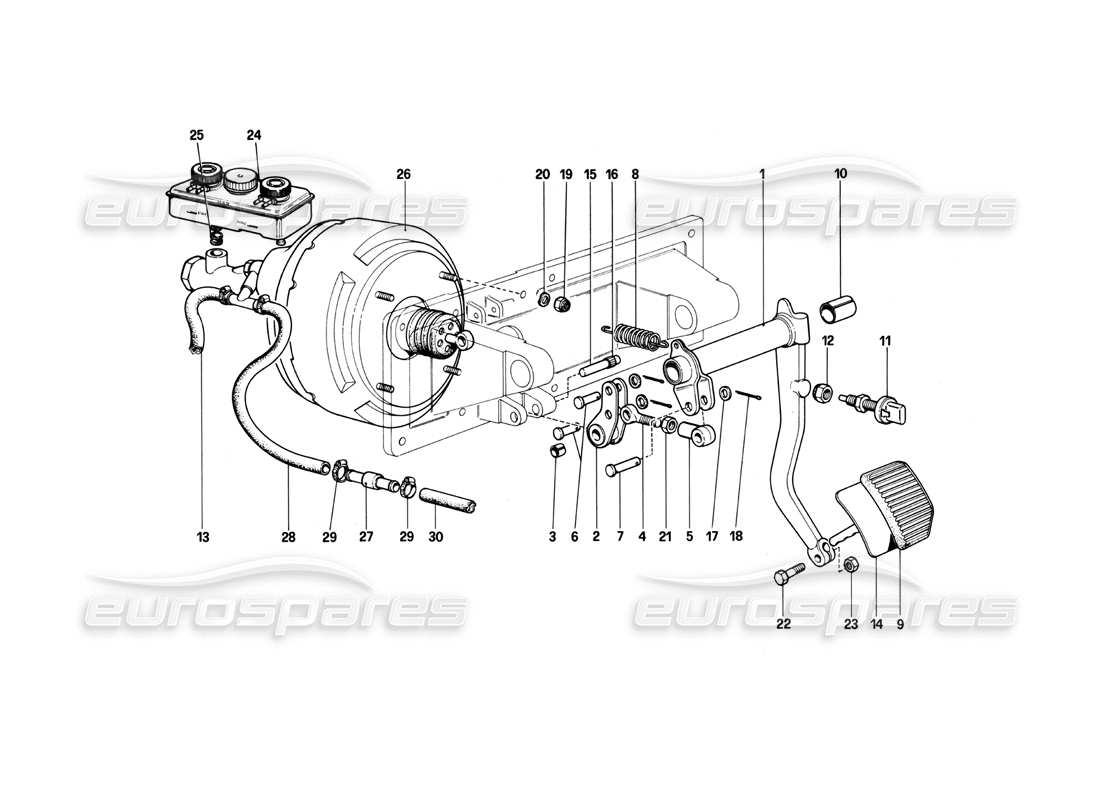 ferrari 400i (1983 mechanical) diagrama de piezas del control hidráulico de frenos (400 gt - válido para versiones lhd)