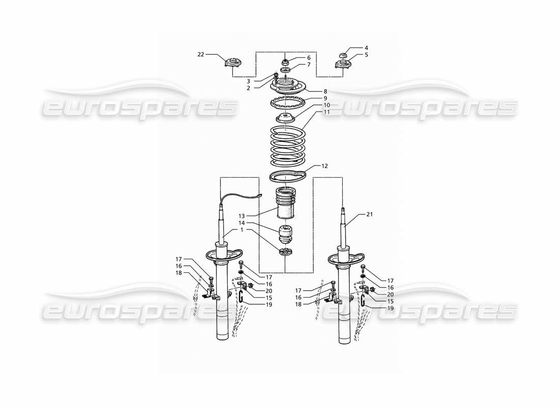 maserati ghibli 2.8 gt (variante) diagrama de piezas del amortiguador delantero (posterior a la modificación)