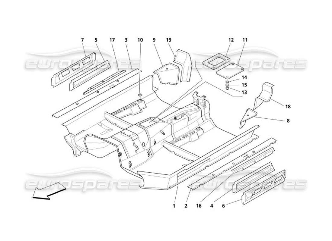 maserati 4200 spyder (2005) estructura central diagrama de piezas
