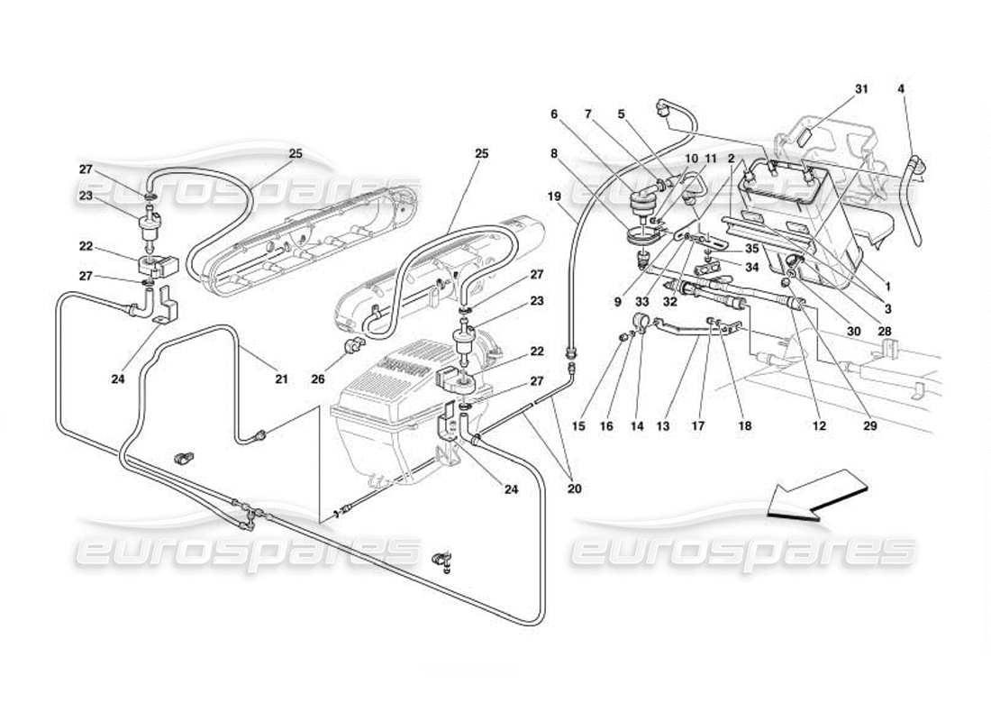 ferrari 550 barchetta dispositivo antievaporación -válido para usa y cdn- diagrama de piezas