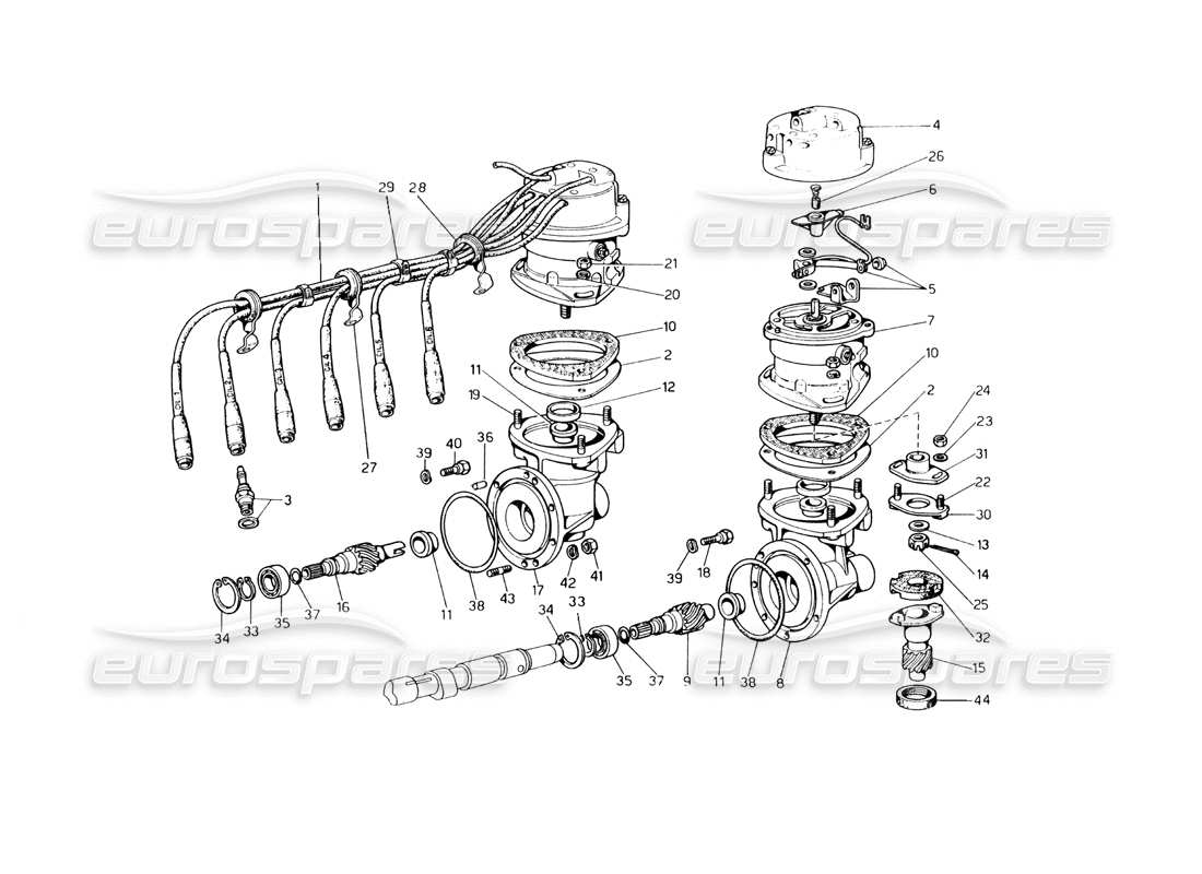 ferrari 400 gt (mechanical) diagrama de piezas de encendido del motor