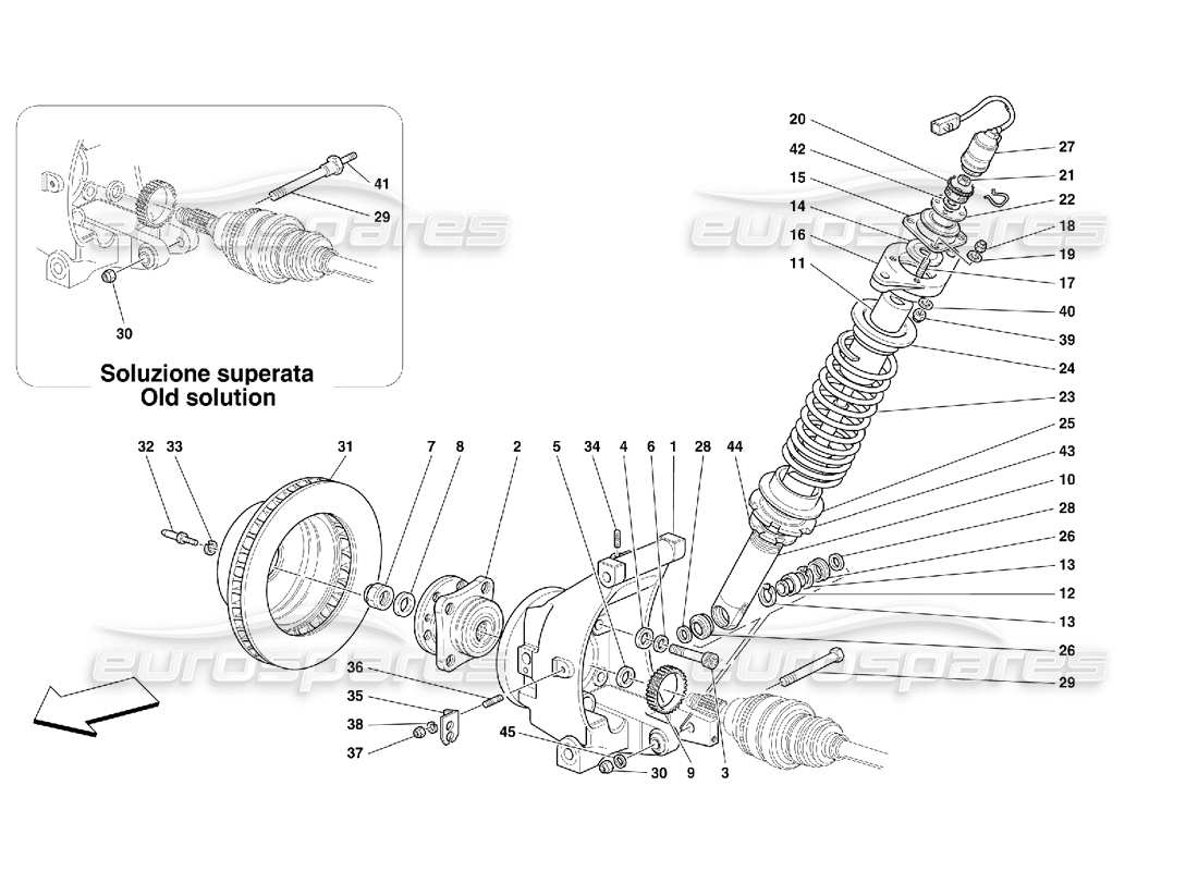 ferrari 456 gt/gta suspensión trasera - amortiguador y disco de freno diagrama de piezas