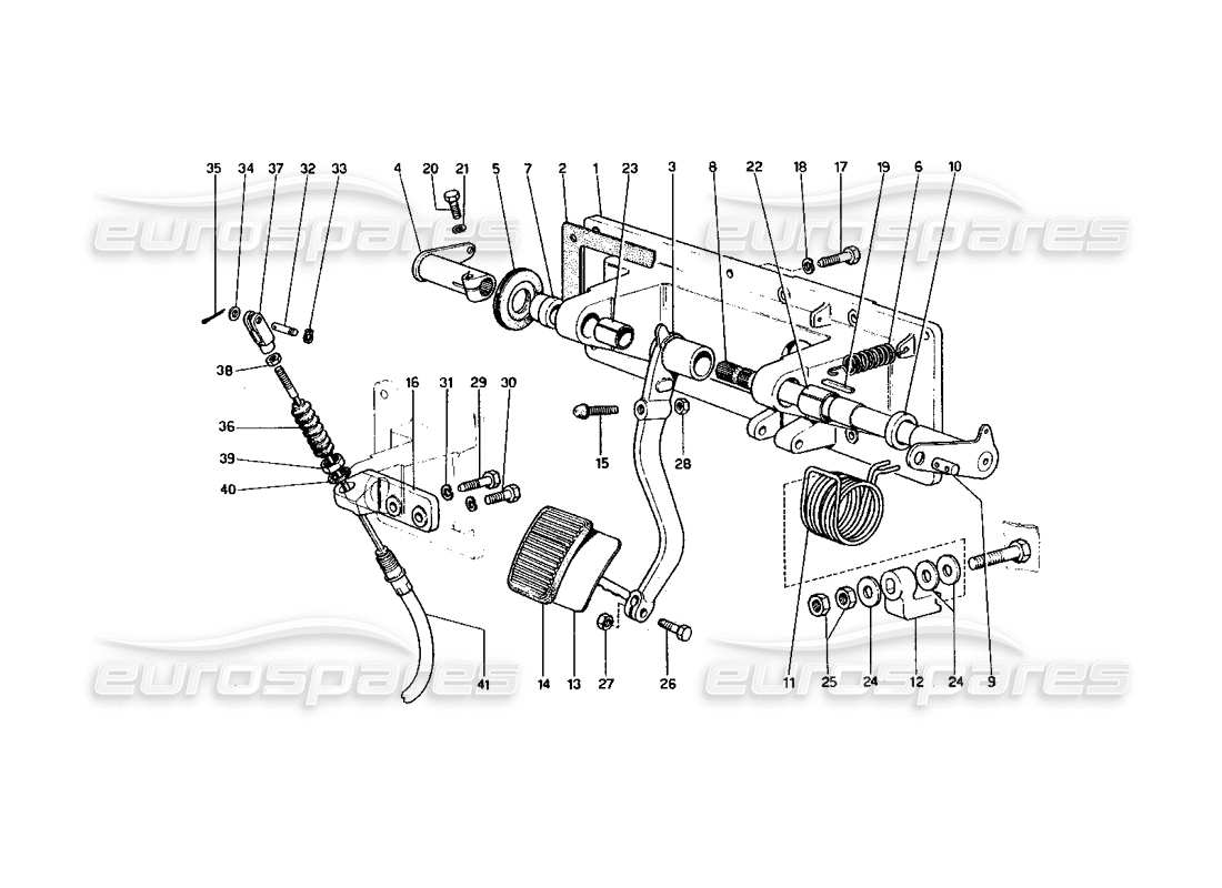 ferrari 400 gt (mechanical) diagrama de piezas del control de liberación del embrague (400 gt - variantes para la versión rhd)