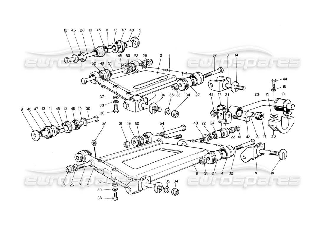 ferrari 400 gt (mechanical) suspensión trasera - diagrama de piezas de horquillas