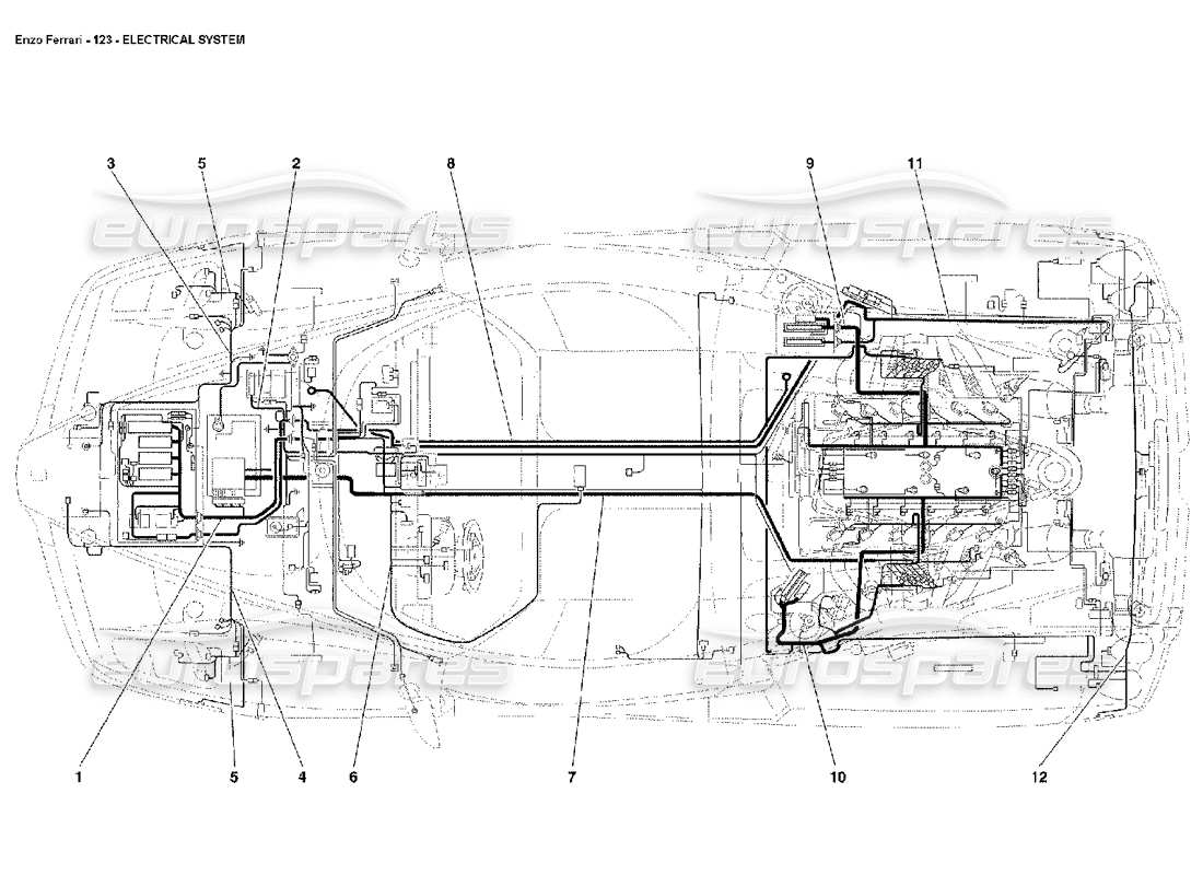 ferrari enzo sistema eléctrico diagrama de piezas