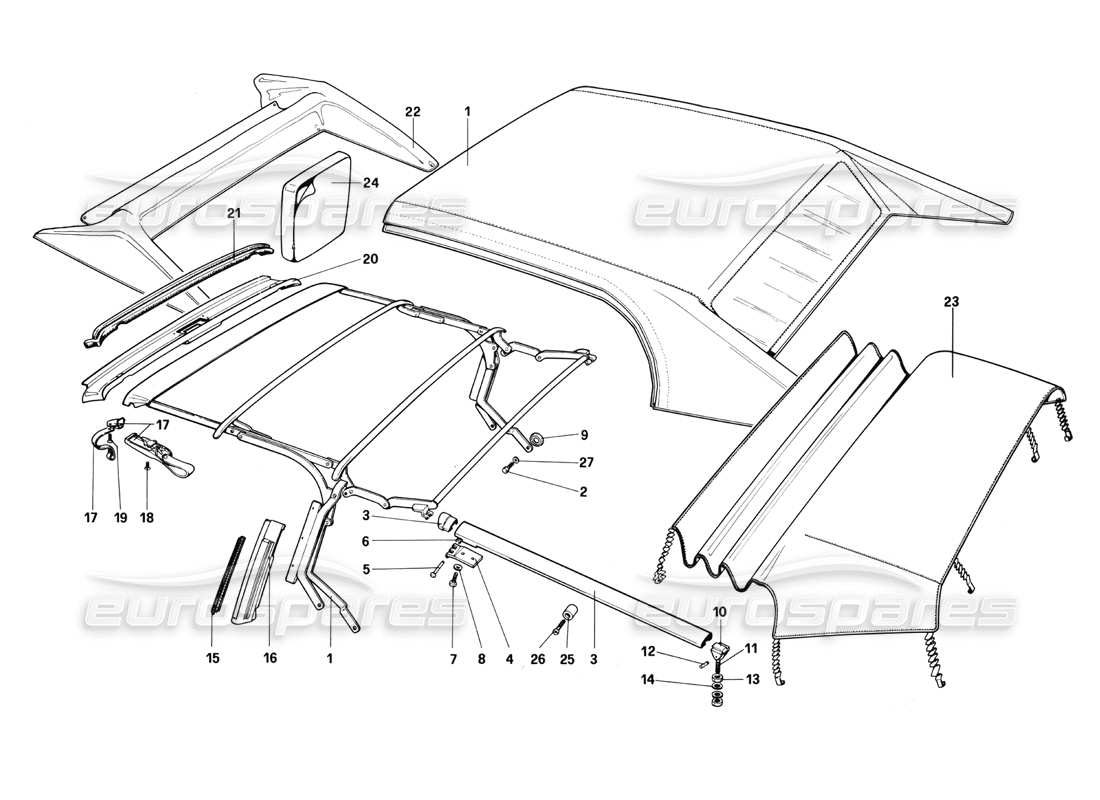 ferrari mondial 3.0 qv (1984) arriba - diagrama de piezas del cabriolet