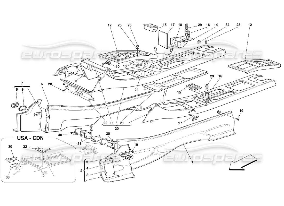 ferrari 456 gt/gta túnel - tapicerías y accesorios diagrama de piezas