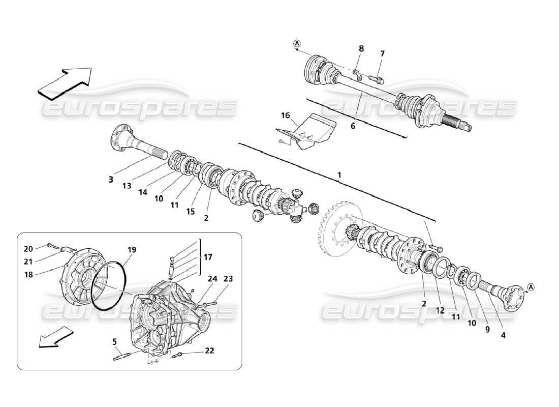 maserati qtp. (2006) 4.2 diagrama de piezas del diferencial trasero y los semiejes