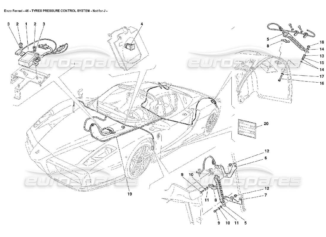 ferrari enzo sistema de control de presión de neumáticos - no para j diagrama de piezas