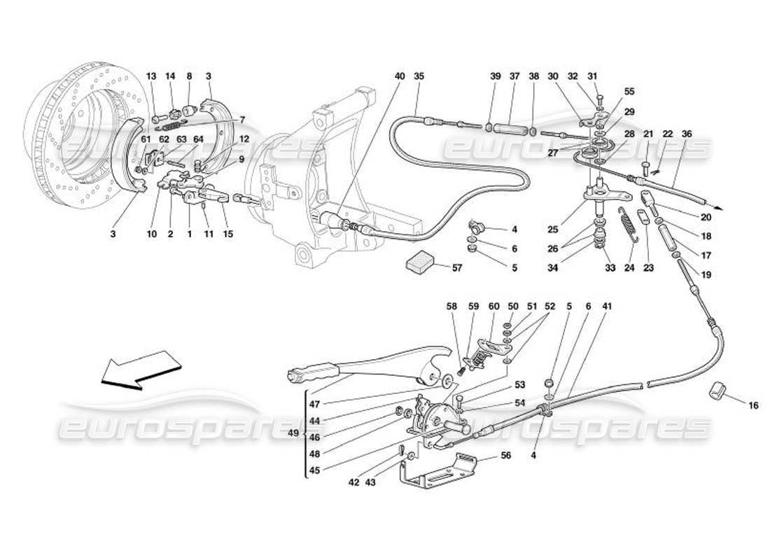 ferrari 575 superamerica diagrama de piezas del control del freno de mano