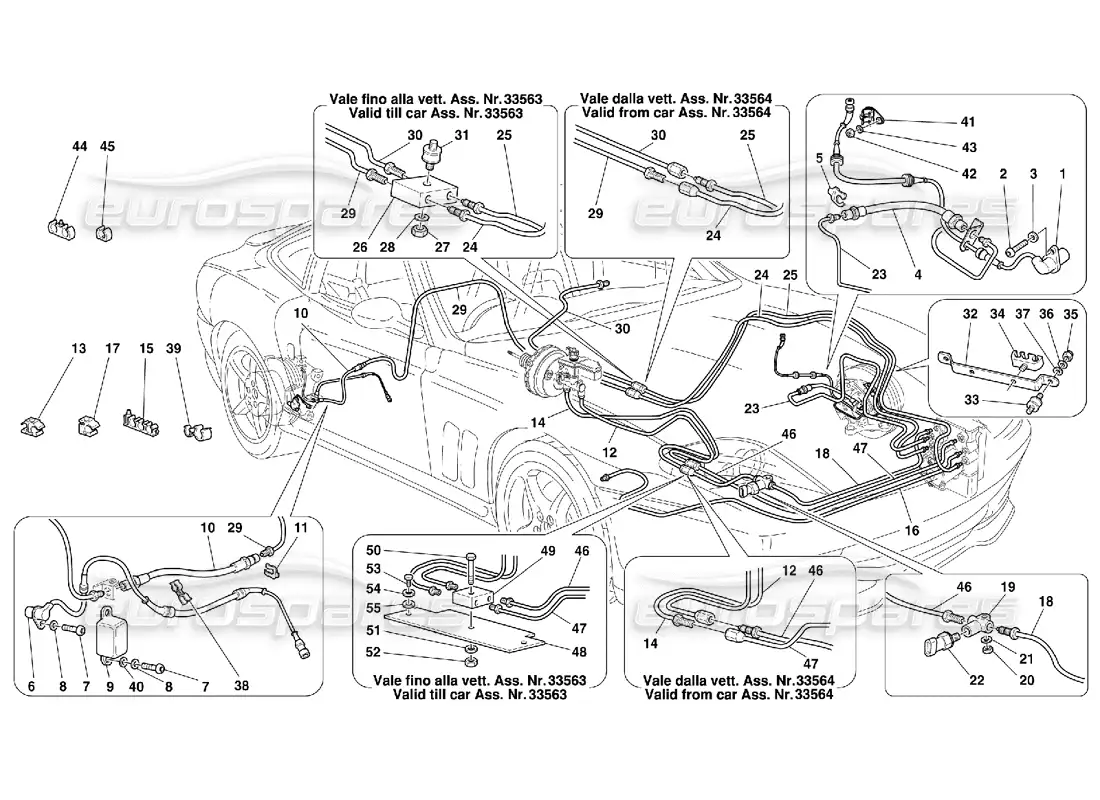 ferrari 550 maranello sistema de frenos -válido para gd diagrama de piezas