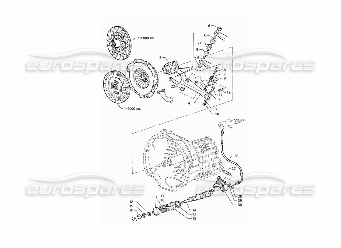 maserati qtp v6 (1996) diagrama de piezas del embrague