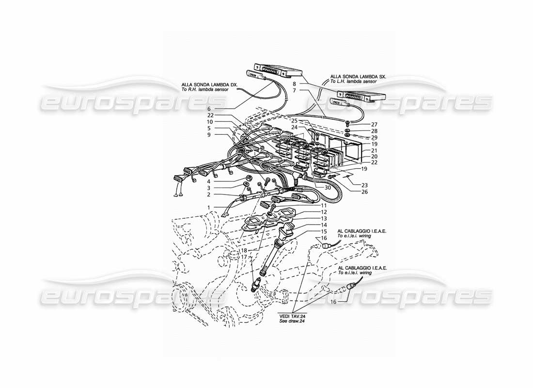maserati qtp. 3.2 v8 (1999) sistema de encendido diagrama de piezas