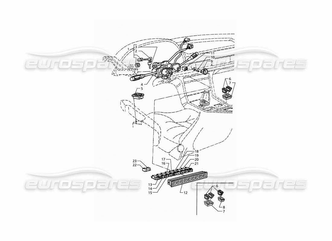 maserati qtp. 3.2 v8 (1999) interruptores y bloqueo de dirección diagrama de piezas