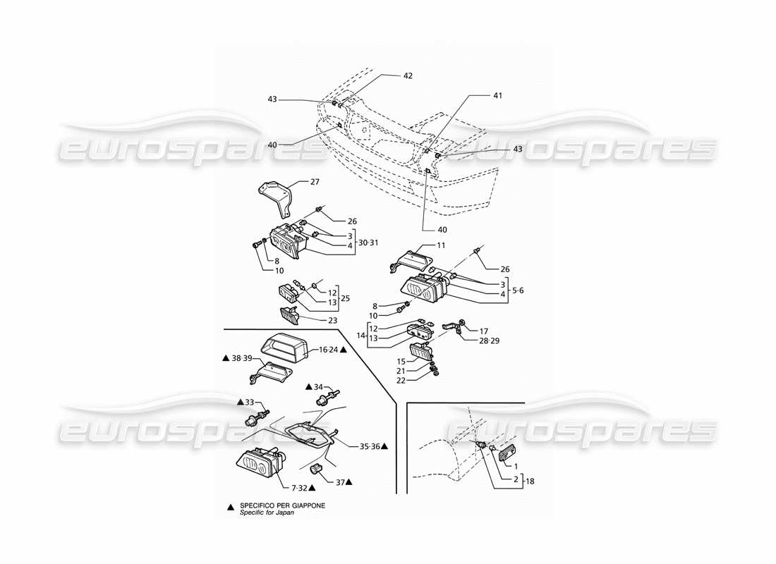 maserati ghibli 2.8 (abs) luces delanteras diagrama de piezas