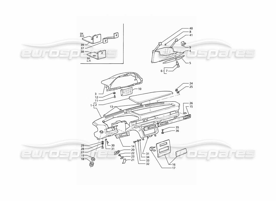 maserati ghibli 2.8 gt (variante) diagrama de piezas del panel de instrumentos (transmisión izquierda)