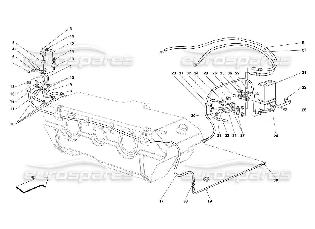 ferrari 456 gt/gta antievaporación. dispositivo: no para ee. uu., cdn y aus de car ass. nro. 26913 diagrama de piezas